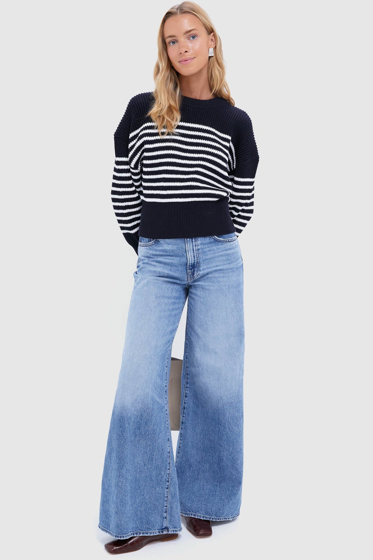 Berry Blue and White Striped Tanessa Sweater