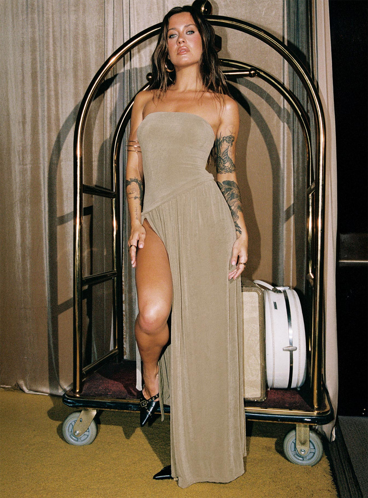 Inka Strapless Maxi Dress Taupe