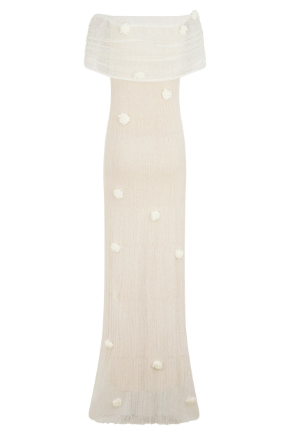 Brynn Orchid Knit Maxi Dress - Ivory