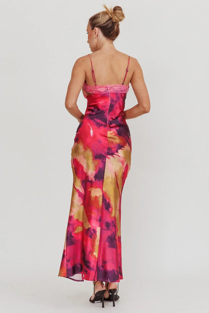 Saga Bust Keyhole Satin Maxi Dress Purple