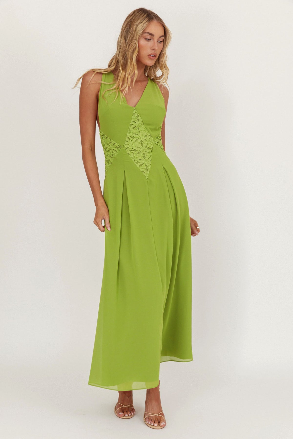 Wildflower Sun Applique Insert Maxi Dress Green