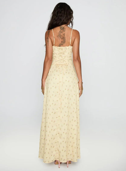 Members Only Maxi Dress Yellow Floral