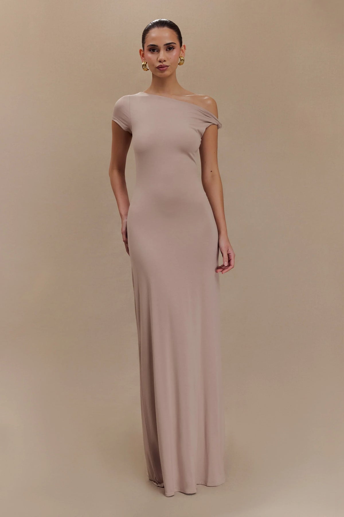 Tamsin Short Sleeve Modal Maxi Dress - Mushroom