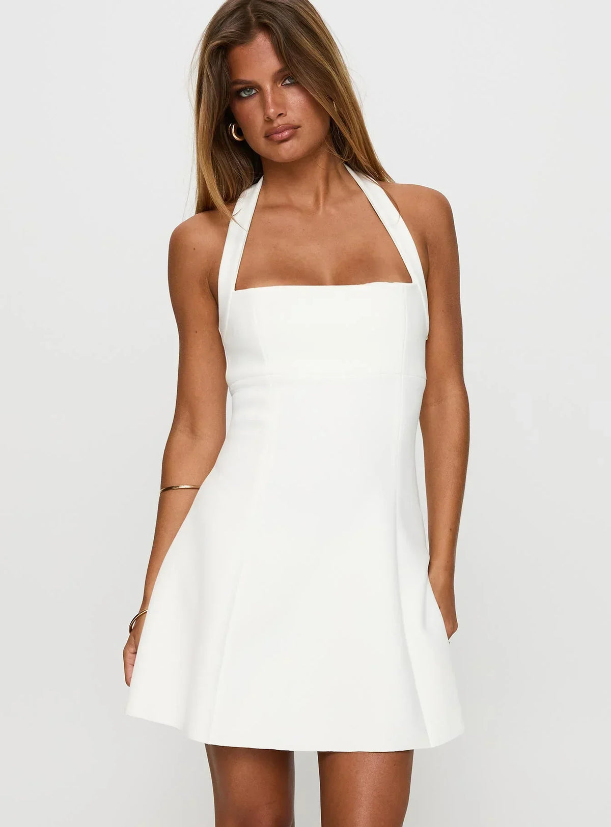 Alyn Halter Mini Dress White