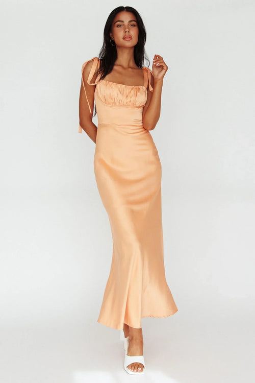 Pennelope Tied Shoulder Maxi Dress Orange