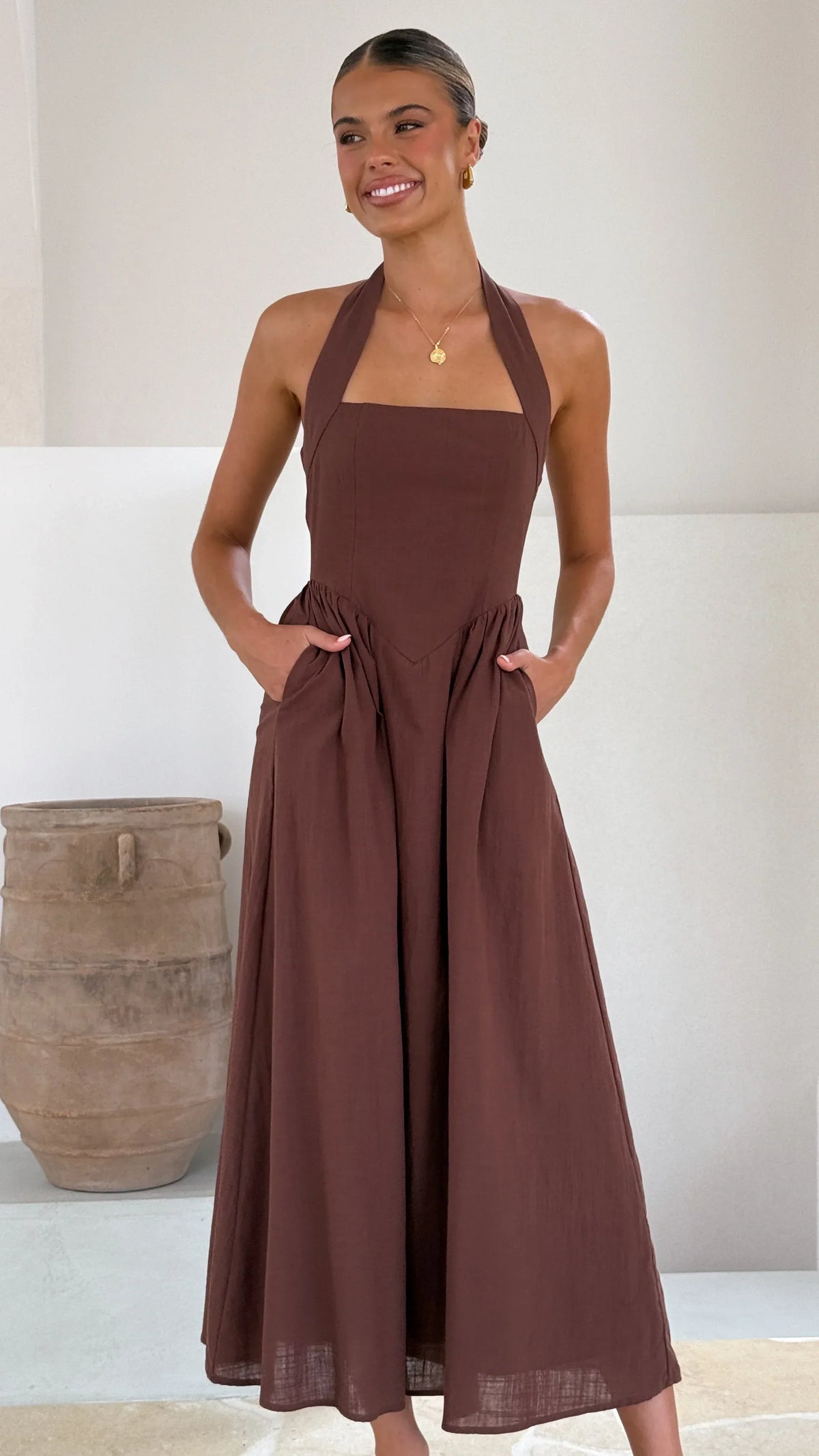 Caden Maxi Dress - Chocolate
