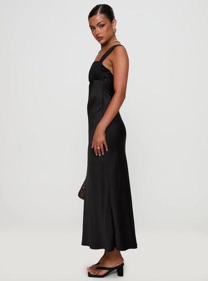 Radioactive Bias Cut Maxi Dress Black