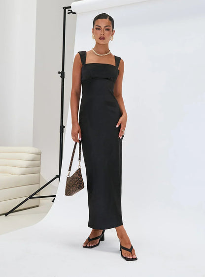 Radioactive Bias Cut Maxi Dress Black