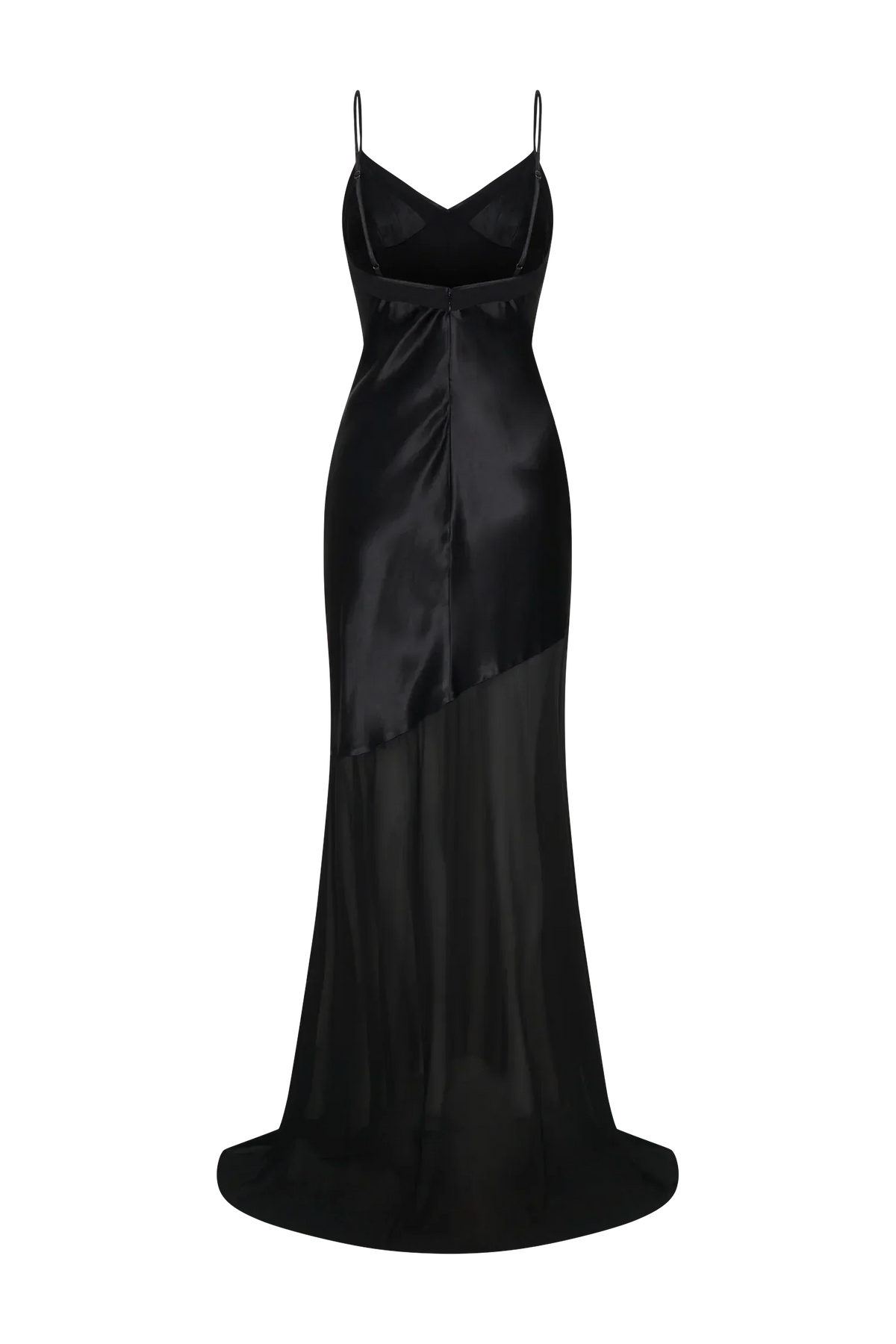 Evelyn Iridescent Satin Maxi Dress - Black