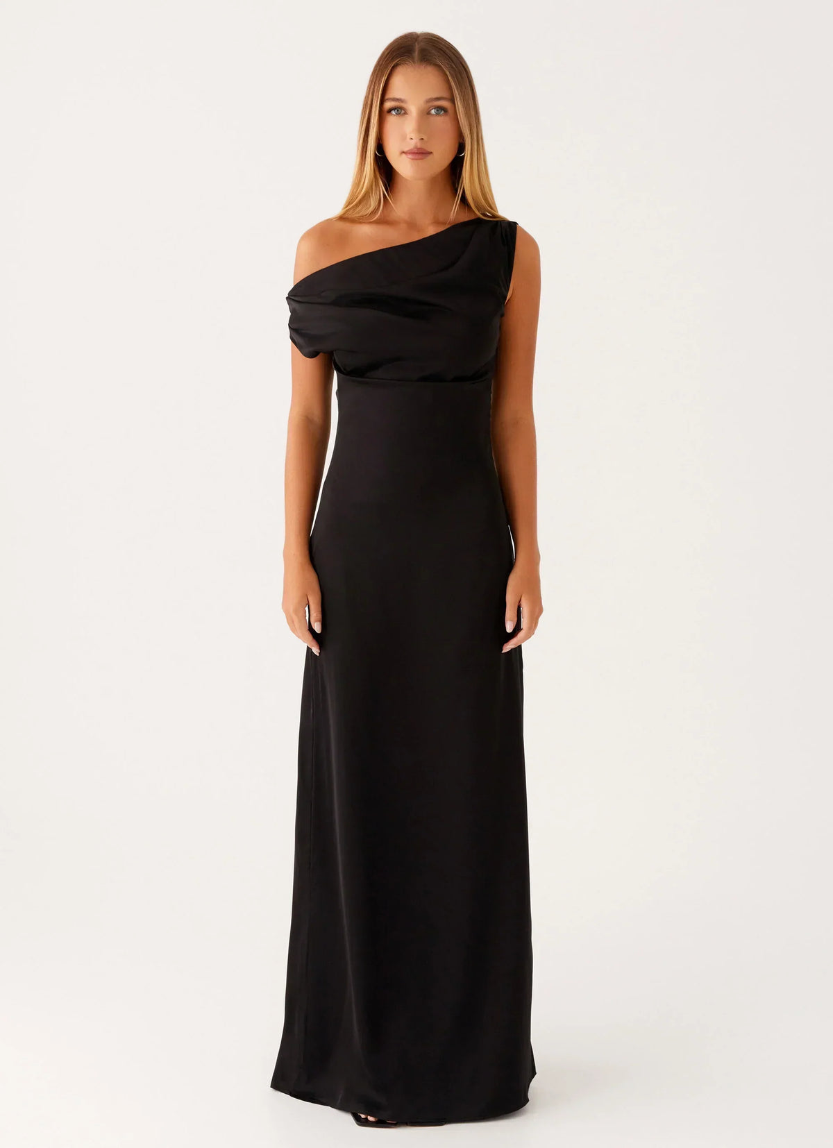 Heart Of Glass Satin Maxi Dress - Black