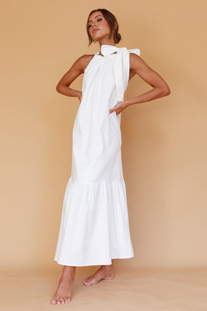 Cruise Shoulder Tie Maxi Dress White