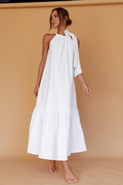 Cruise Shoulder Tie Maxi Dress White