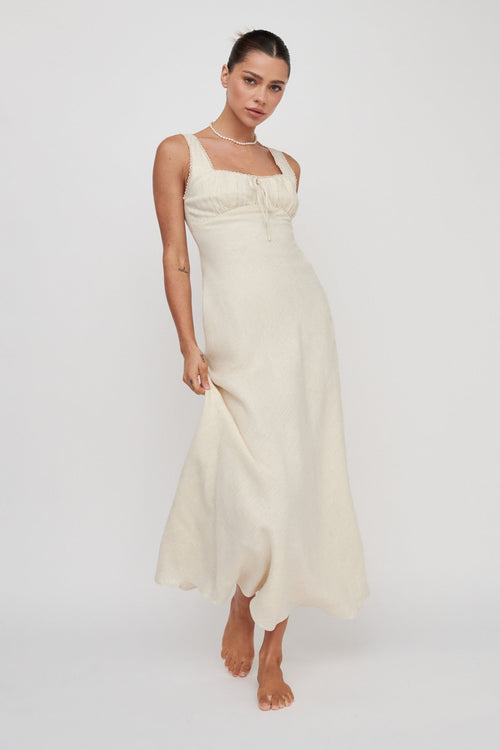 Carlee Gathered Bust Maxi Dress Oat