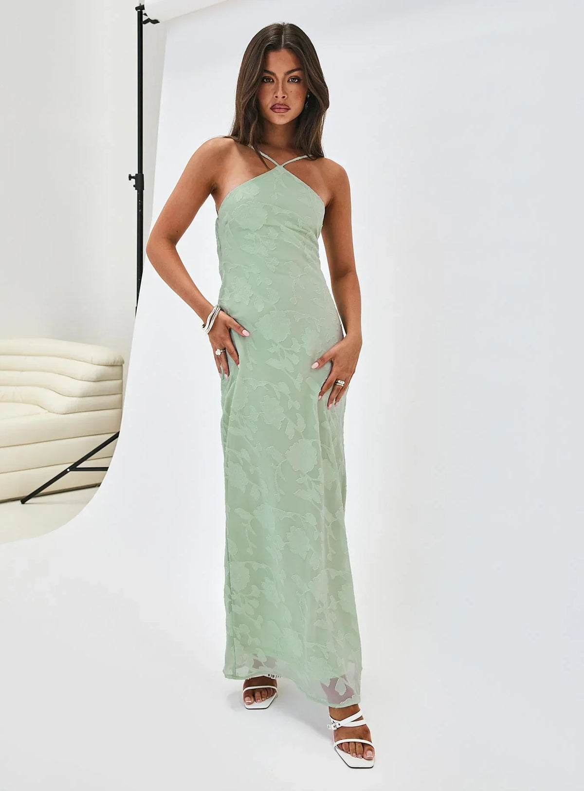 Zoelle Halter Maxi Dress Sage