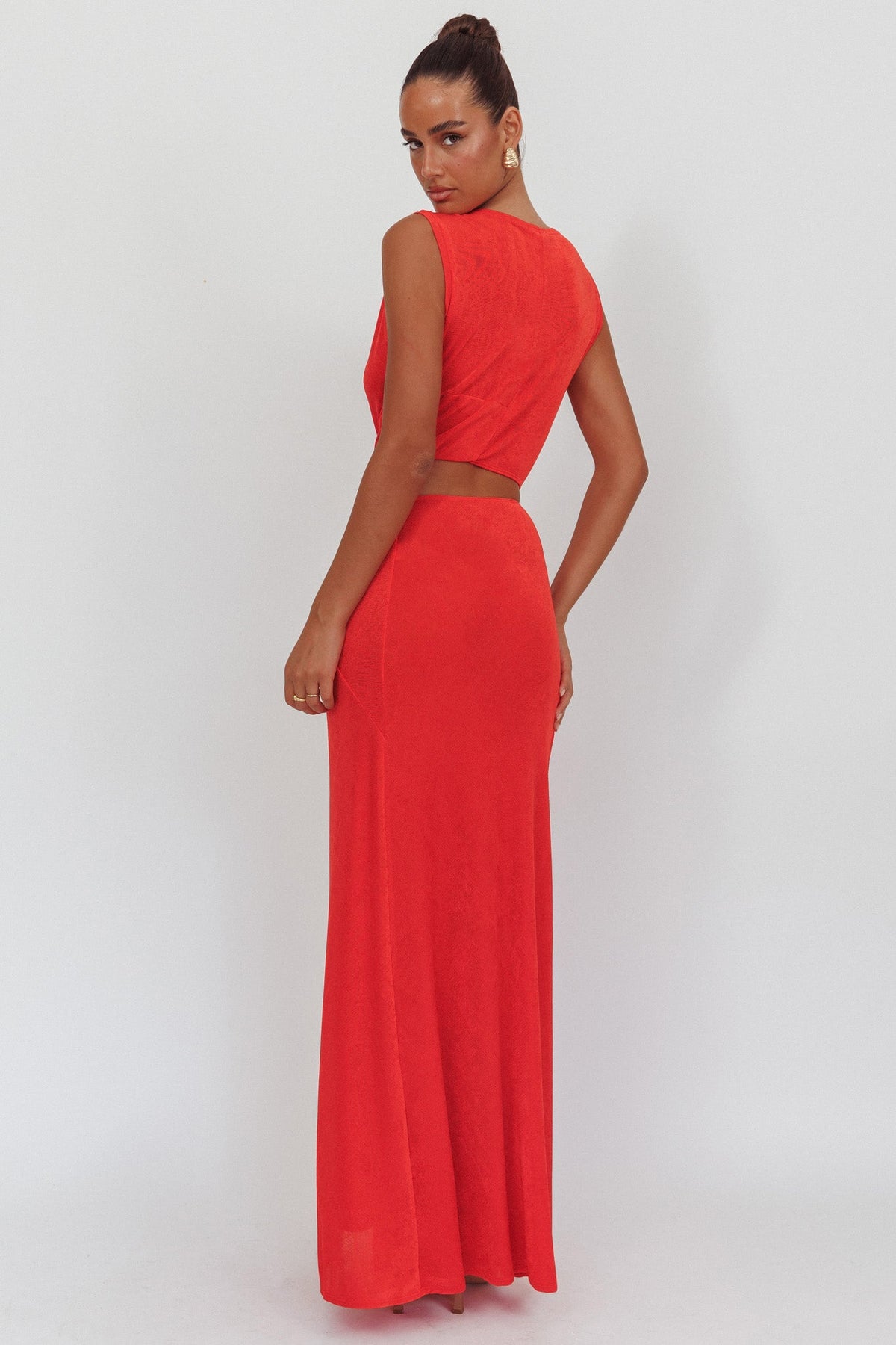Mimosa Twist Waist Maxi Dress Coral
