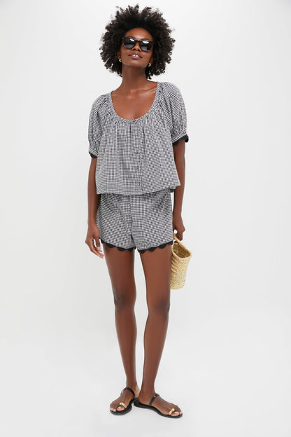 Black Gingham Ric Rac Tully Top