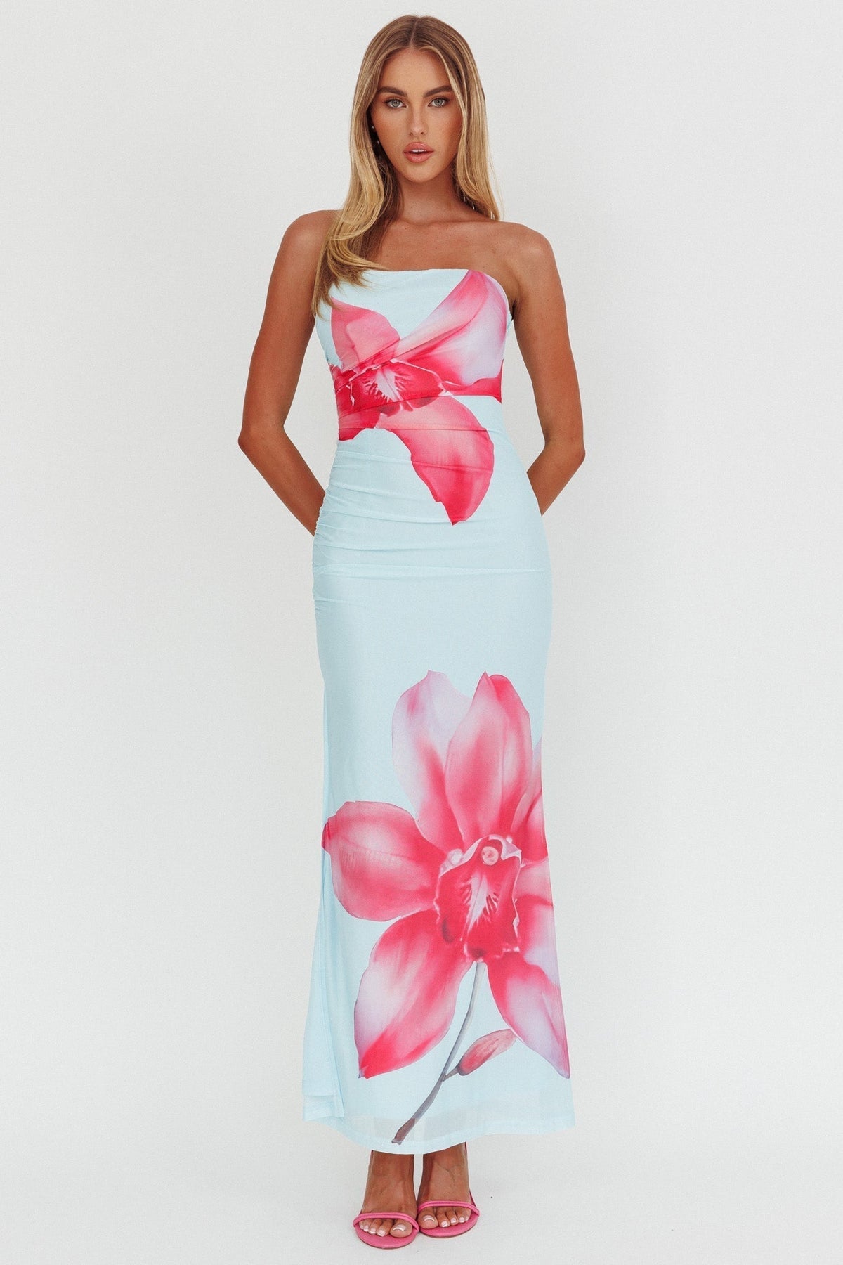 Truth Be Told Strapless Maxi Dress Blue