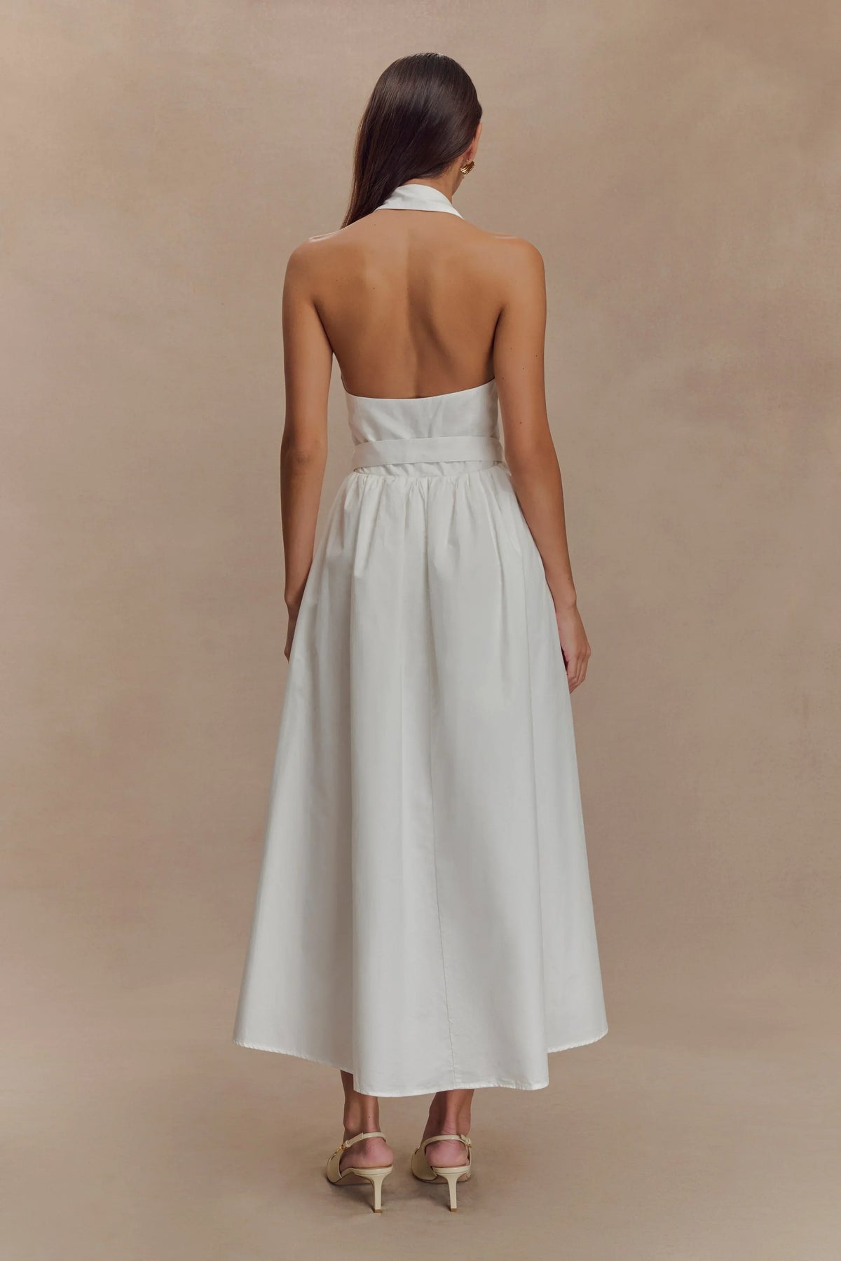 Cindy Collared Midi Dress - White
