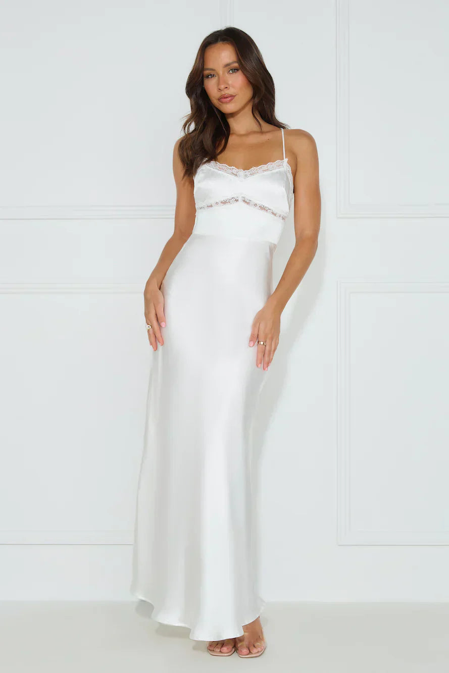 Nobody But You Satin Maxi Dress White