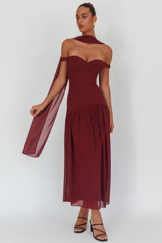 Kaycee Drop Waist Maxi Dress Wine