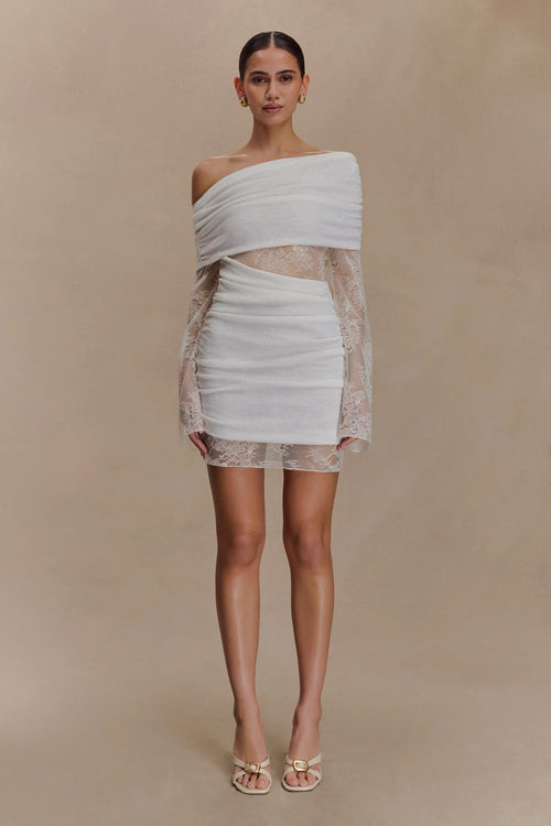 Luxie Lace Knit Mini Dress - Ivory