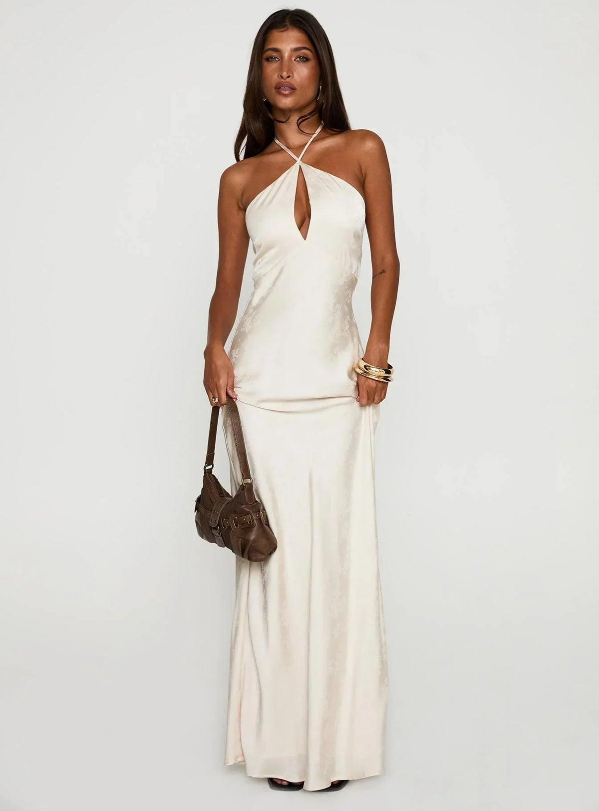 Limosina Halter Maxi Dress Champagne
