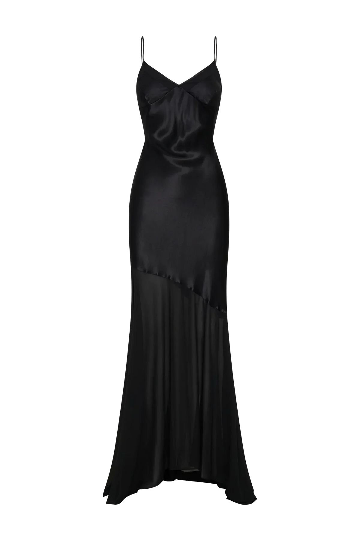 Evelyn Iridescent Satin Maxi Dress - Black