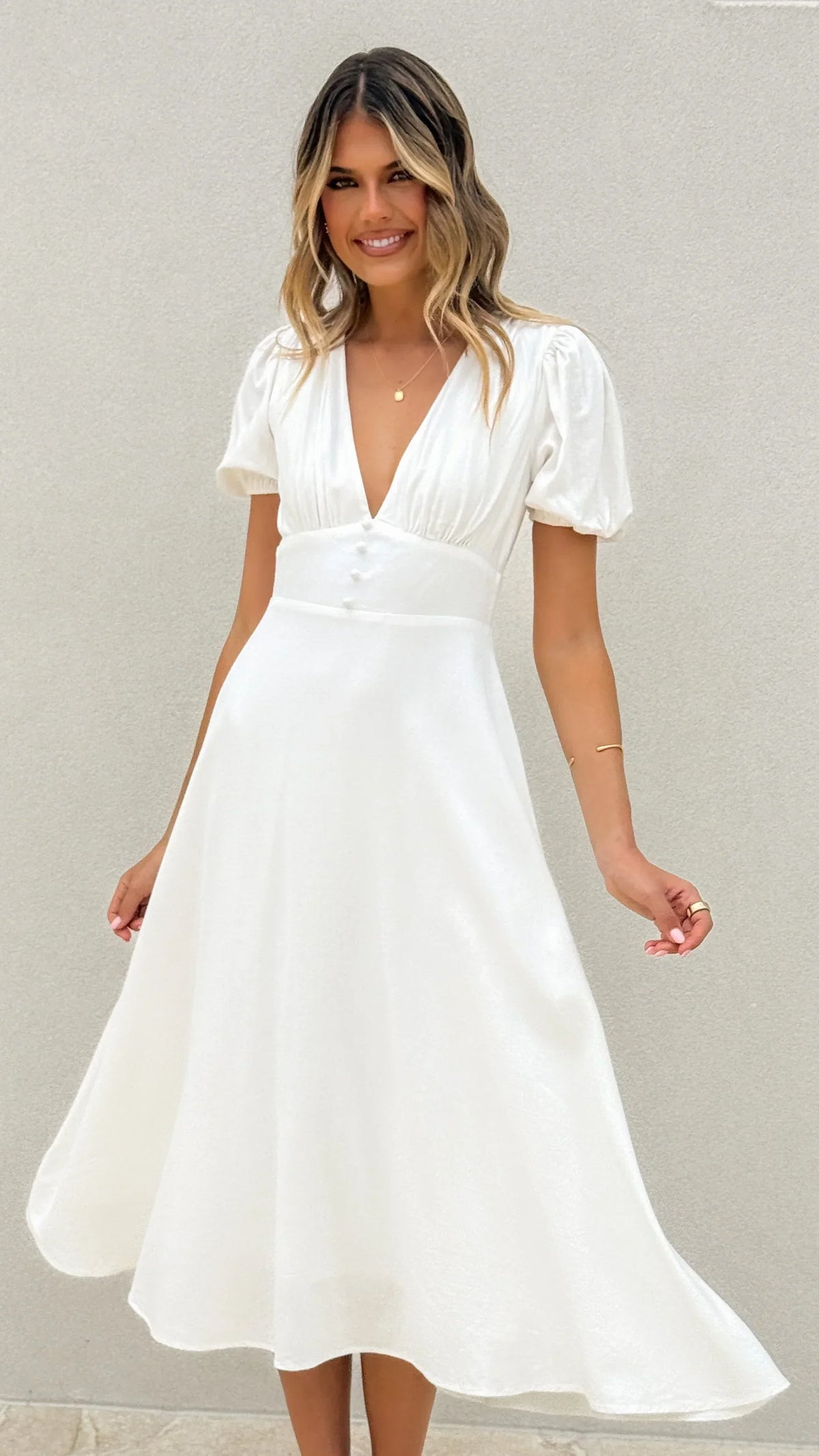 Melea Midi Dress - White