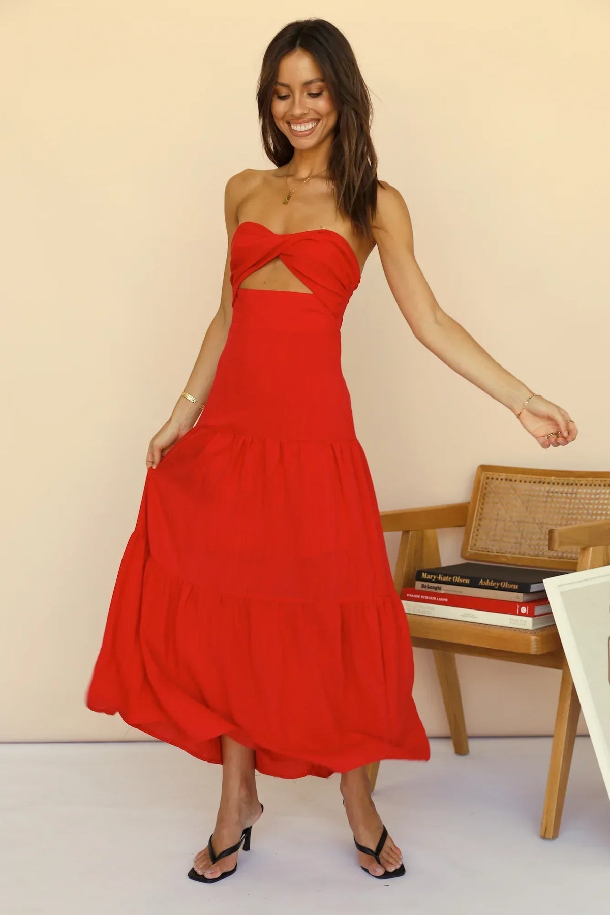 Free Falling Maxi Dress Red