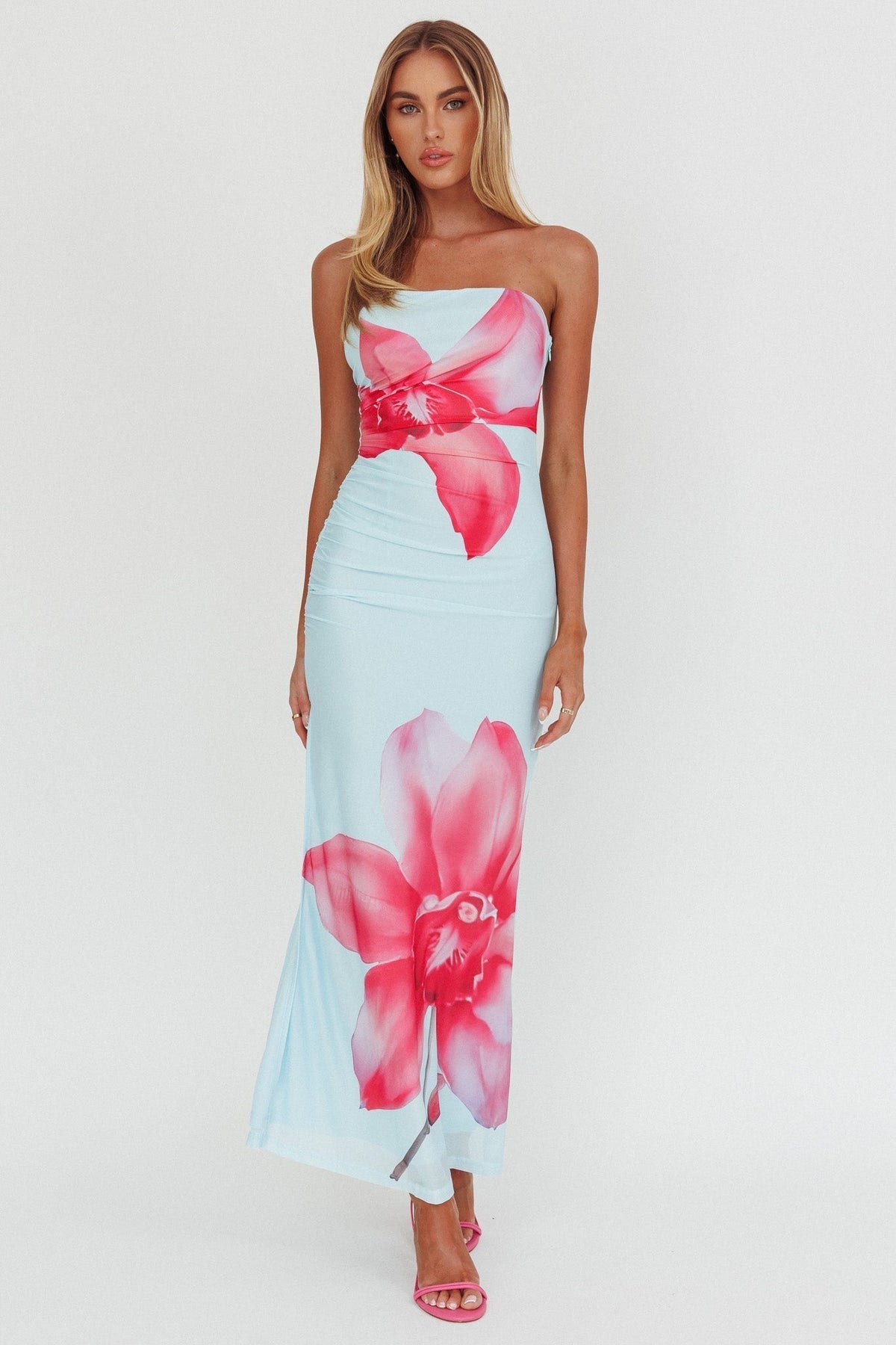 Truth Be Told Strapless Maxi Dress Blue