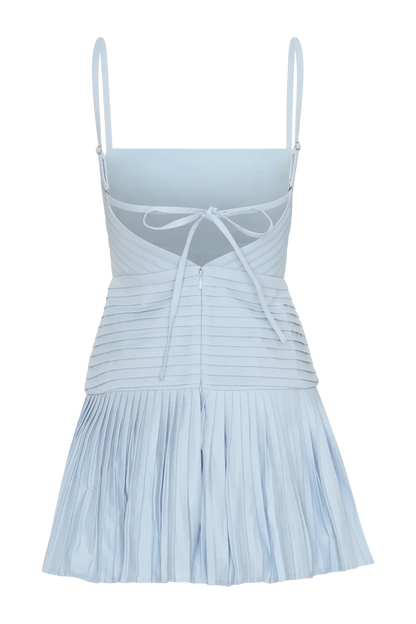Rylee Multi Pleat Mini Dress - Ice Blue