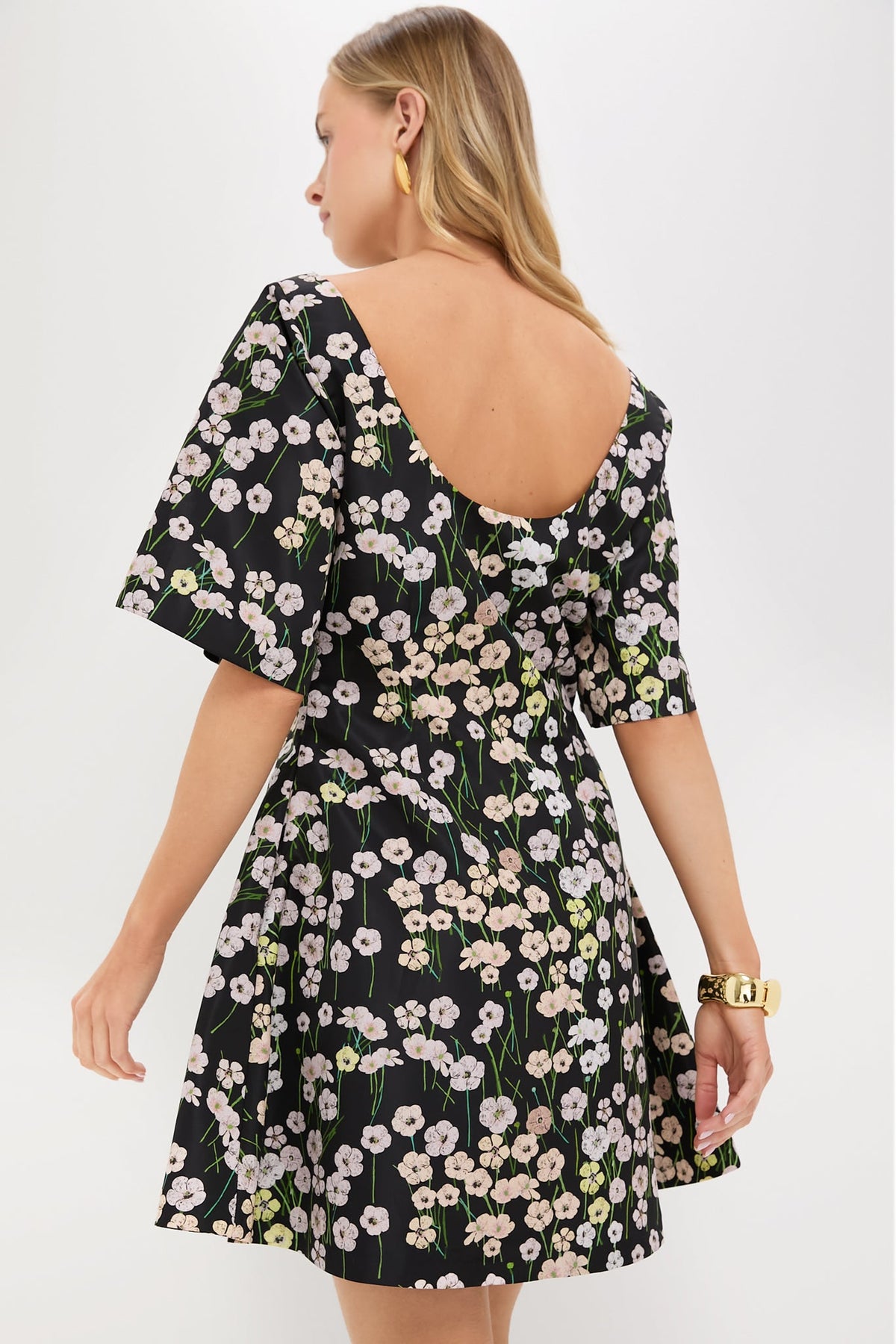 Black Buttercups Short Manou Dress