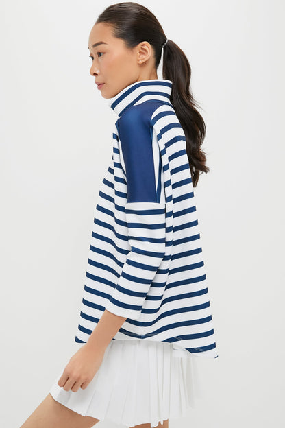 Blue and White Stripe Hudson Quarter Zip