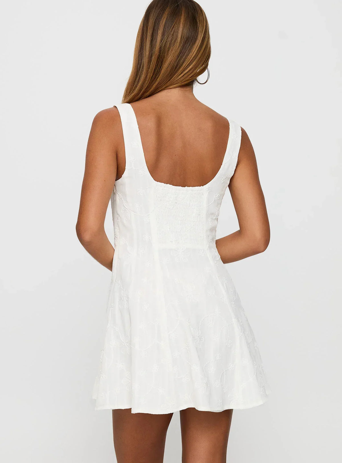 You Can Embroidered Mini Dress White