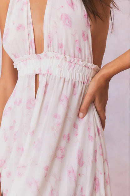 Love Fragrance Halter Maxi Dress- STERLING DUSK
