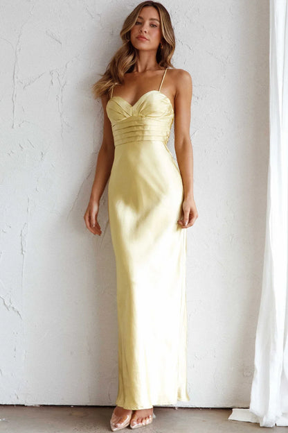 Azara Pintuck Bodice Maxi Dress Yellow