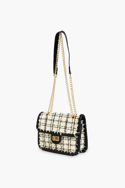 Black and White Tweed Marjorie Bag