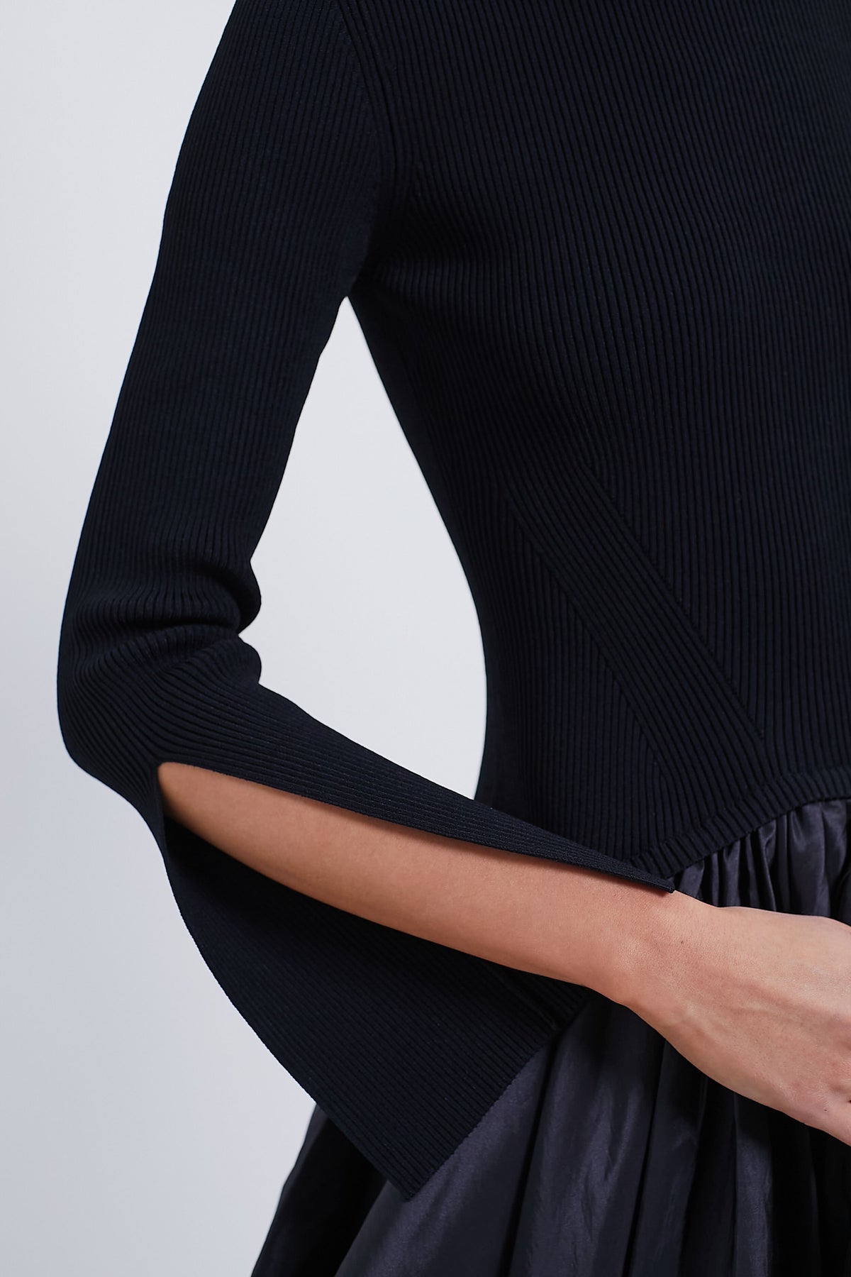 Black Kenlie Long Sleeve Mock Neck Midi Dress