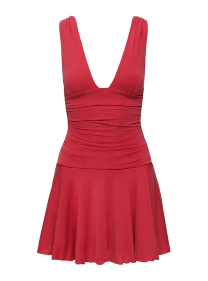 Poseur Plunge Mini Dress Red