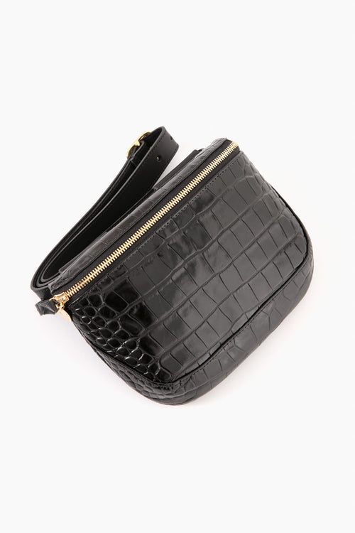 Black Croco Fanny Pack