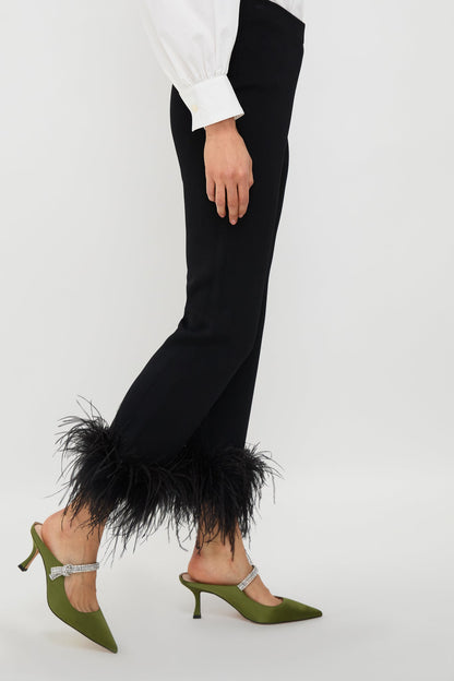 Black Feather Compression Knit Ashford Pants