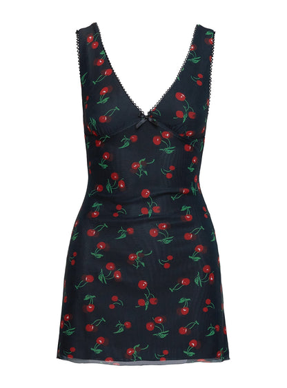 Rosaria Mini Dress Black / Cherries