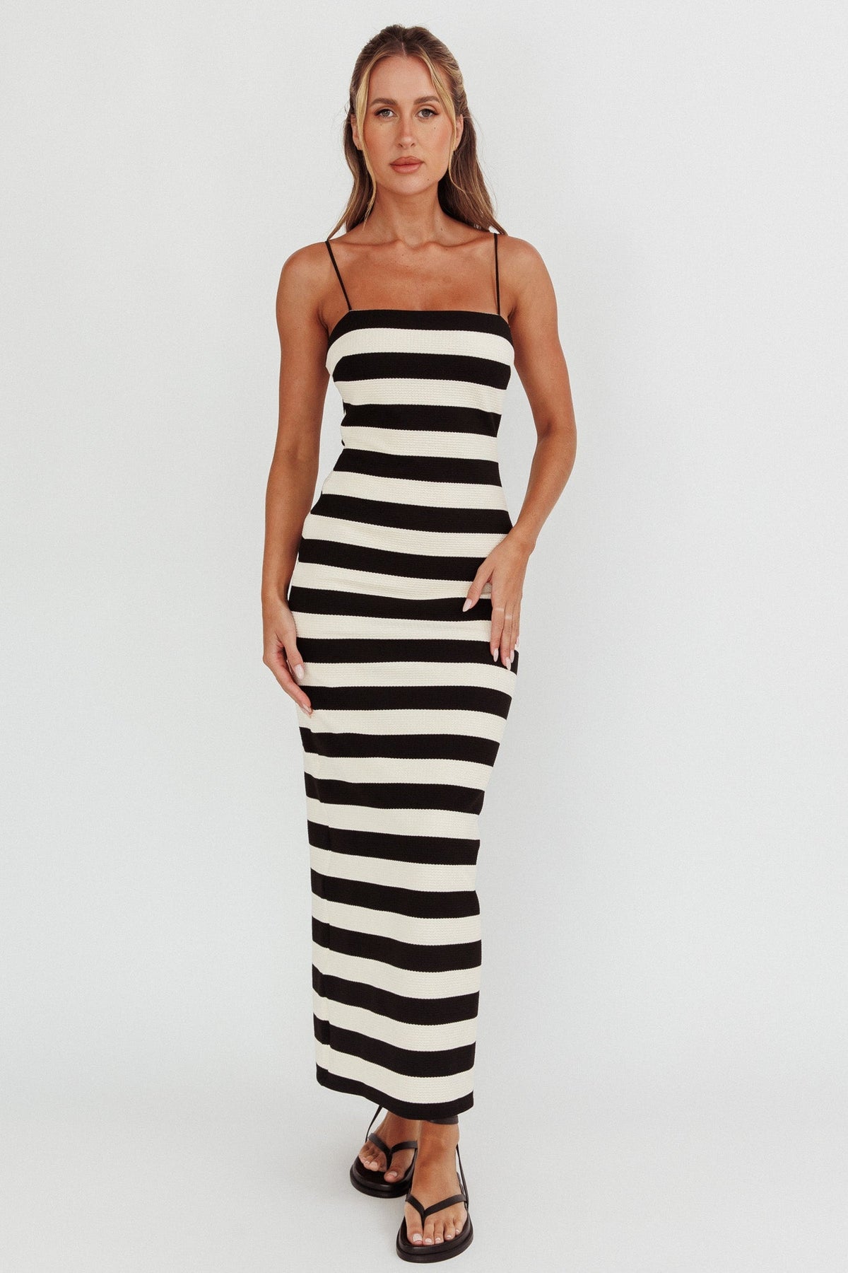 Gracey Cami Strap Maxi Dress Stripe Black