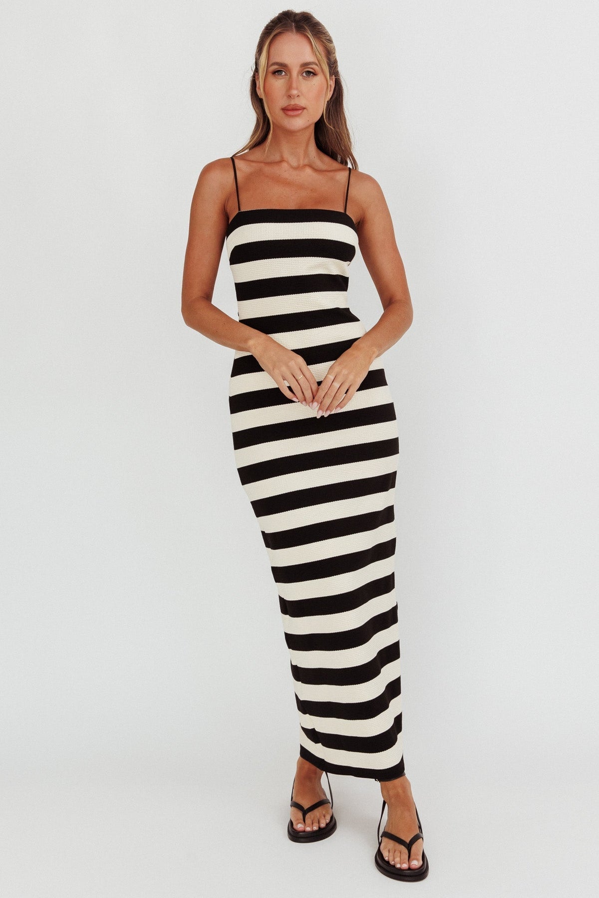 Gracey Cami Strap Maxi Dress Stripe Black