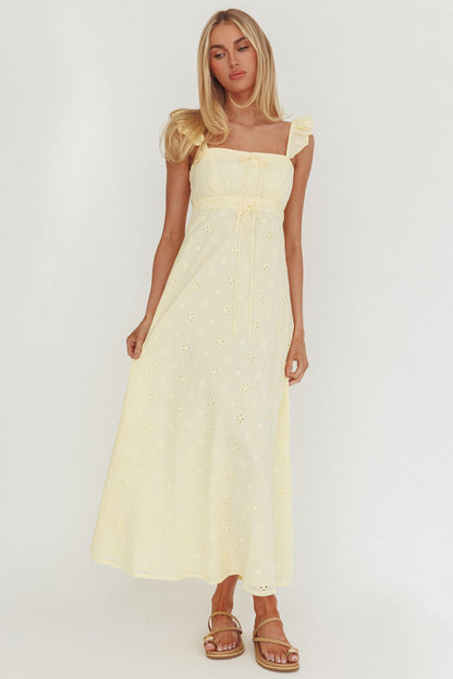 Zimmer Eyelet Frill Strap Maxi Dress Butter