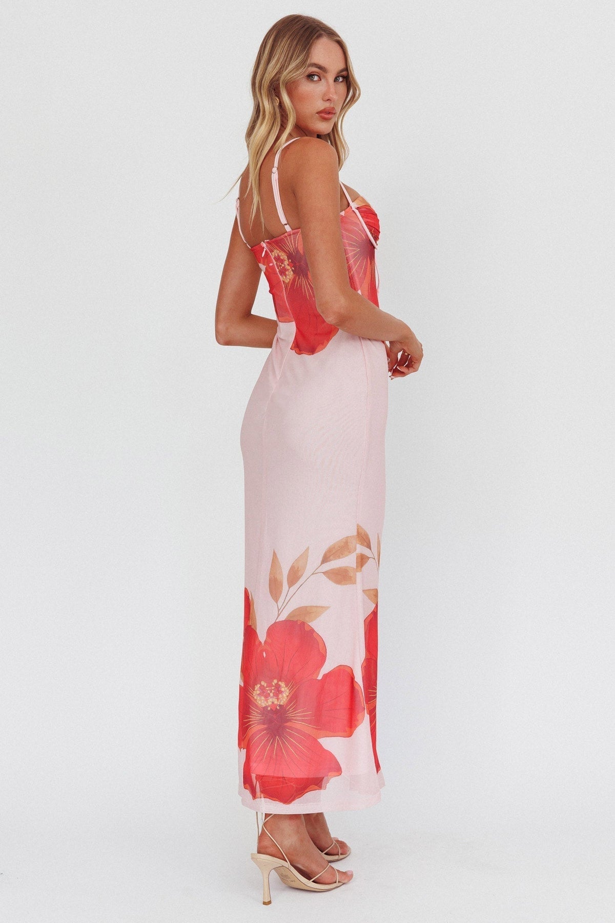 Fortune Bust Tie Maxi Dress Hibiscus Pink
