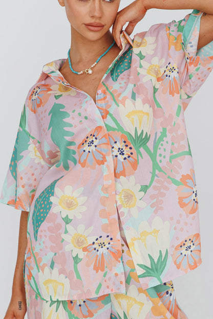 Kiko Button-Up Shirt Print Pink Multi
