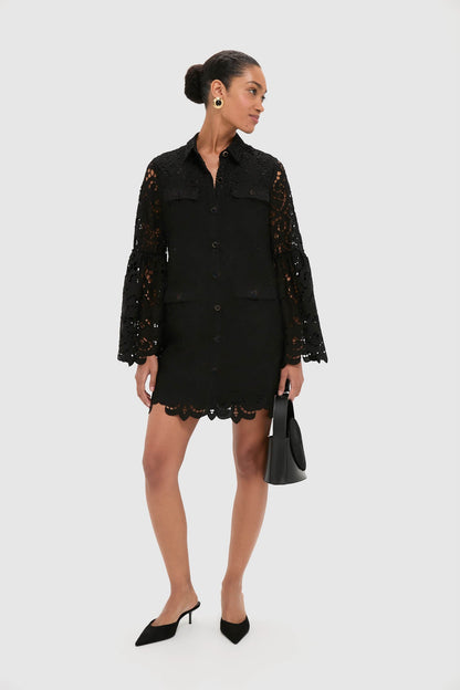 Black Lace Long Sleeve Rachael Mini Dress