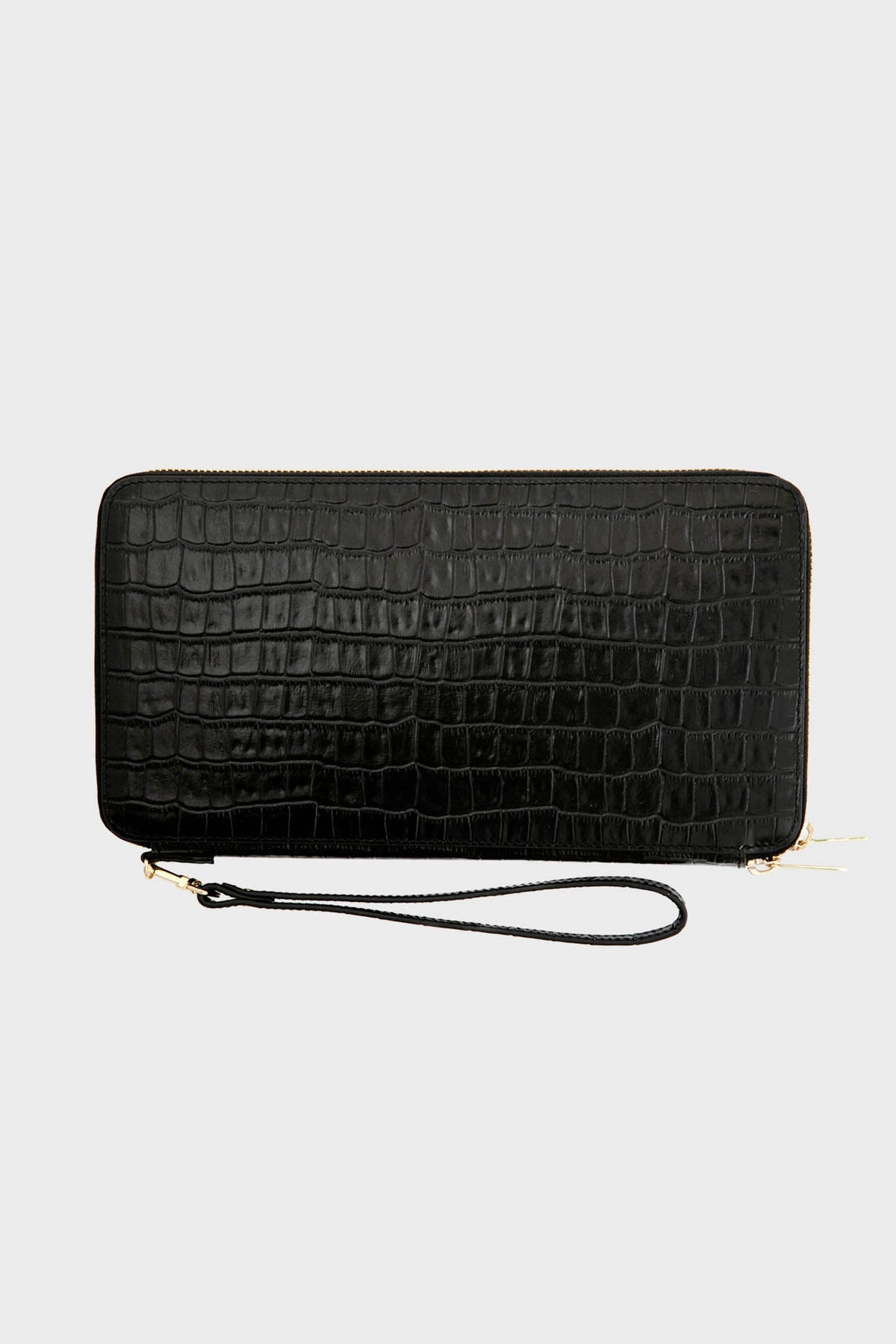 Black Croc Travel Wallet