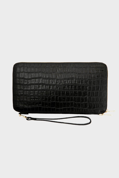 Black Croc Travel Wallet